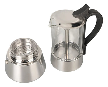 Cafetera Moka tipo Italiana de vidrio Caffettino 6 pocillos