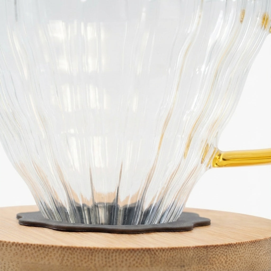 Dripper para V60 de vidrio con soporte de madera Caffettino