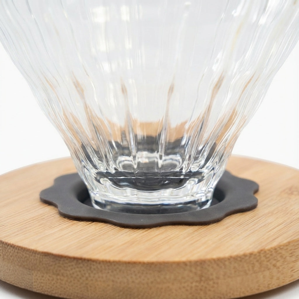 Dripper para V60 de vidrio con soporte de madera Caffettino
