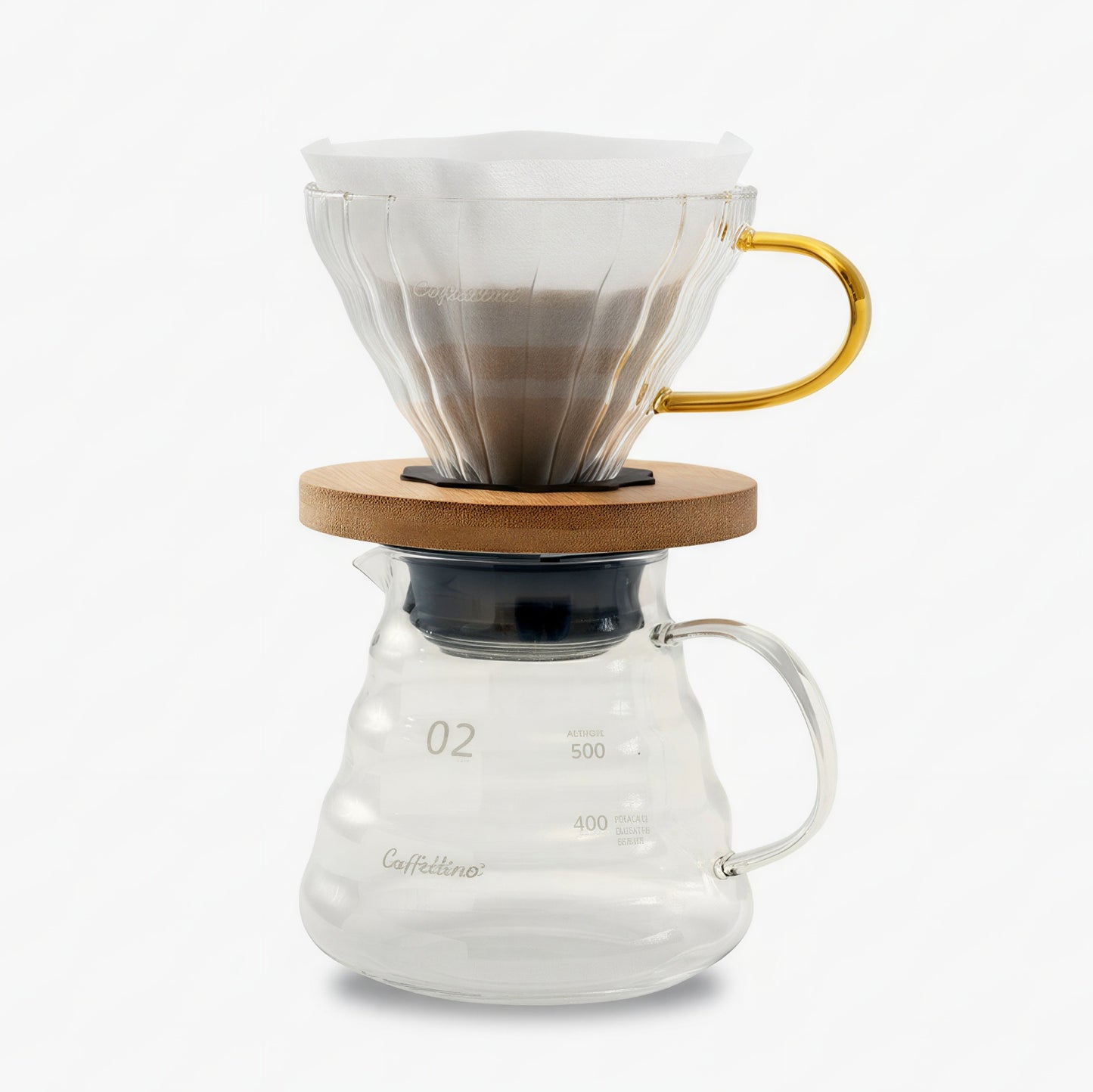 Kit Cafetera de filtro v60 vidrio 600cc Caffettino