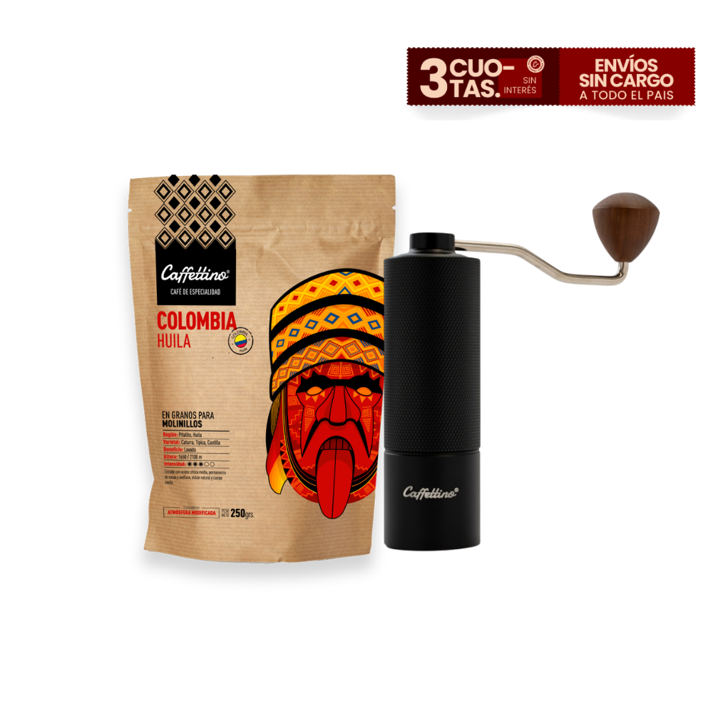 Combo Café de Especialidad Colombia Huila + Molinillo con regulador interno Caffettino