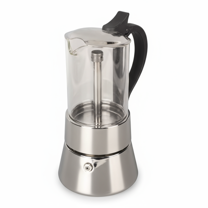 Cafetera Moka tipo Italiana de vidrio Caffettino 6 pocillos