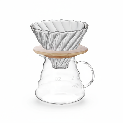 Kit Cafetera de filtro v60 vidrio 600cc