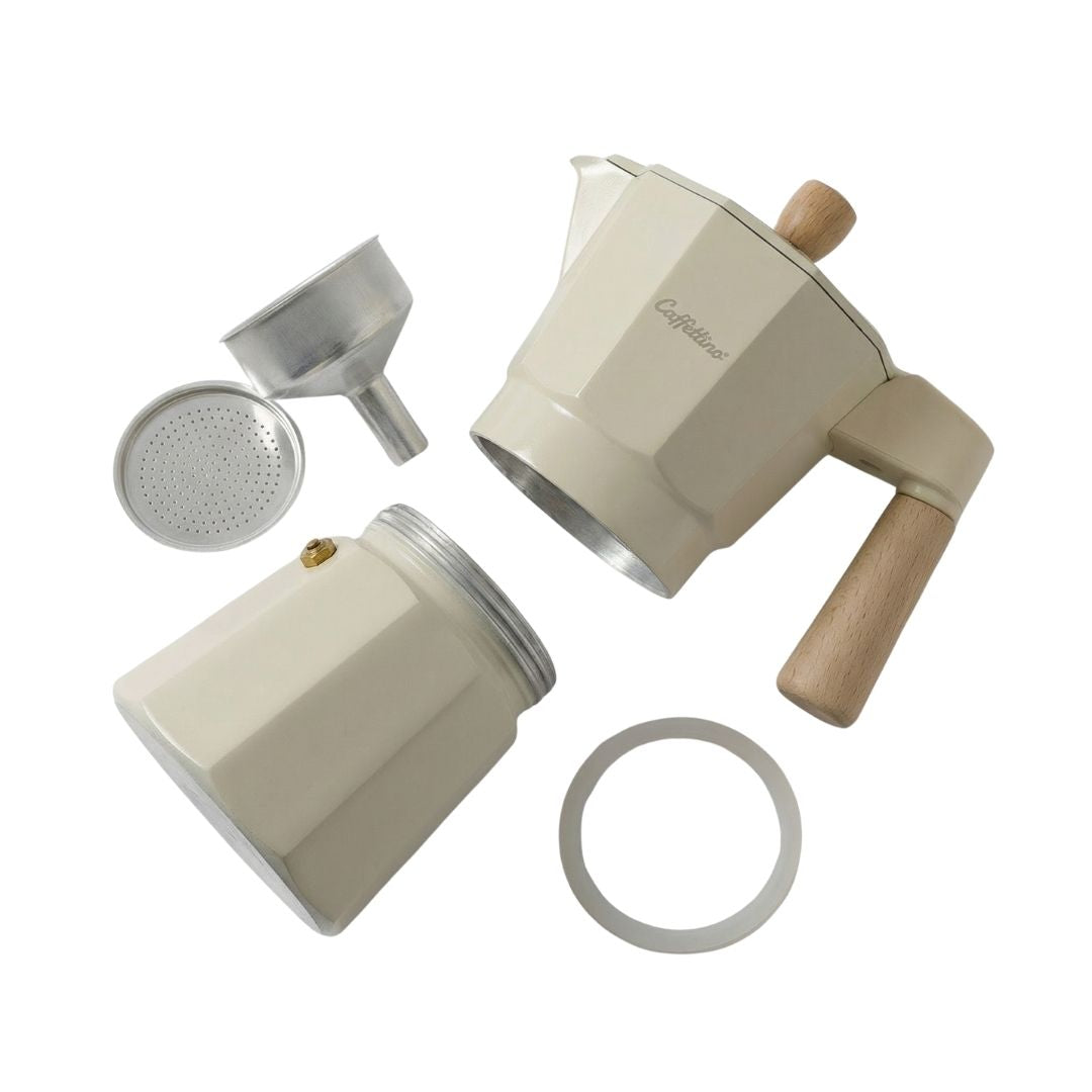 Cafetera Moka Tipo Italiana Blanca Caffettino