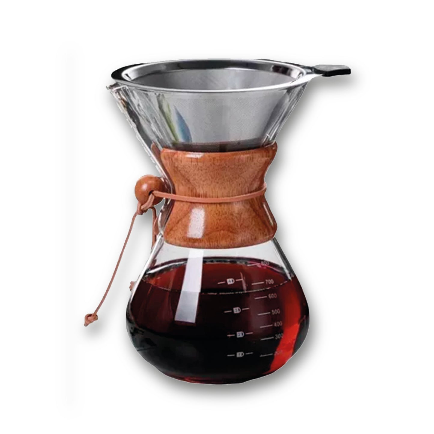 Cafetera estilo Chemex con filtro de acero inoxidable 800ml Caffettino