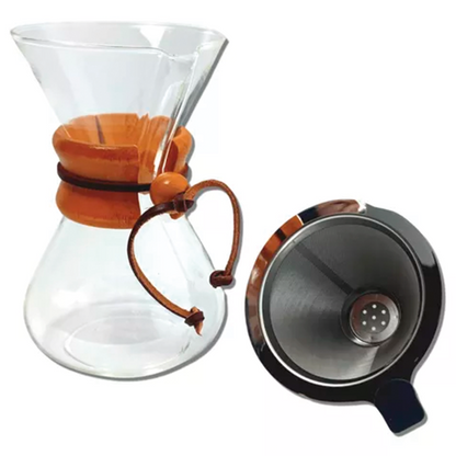 Cafetera estilo Chemex con filtro de acero inoxidable 800ml Caffettino