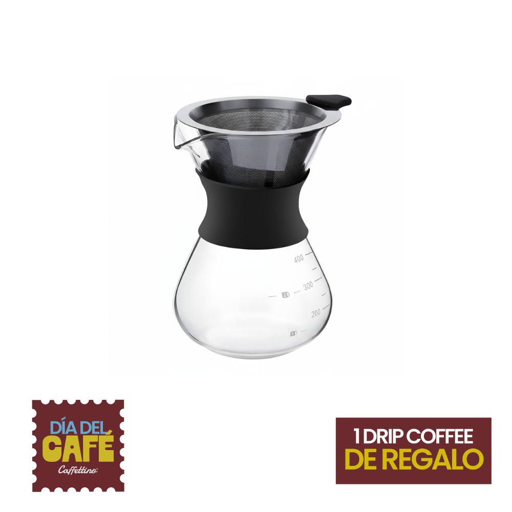 Cafetera Tipo Chemex + Filtro 400ml Caffettino