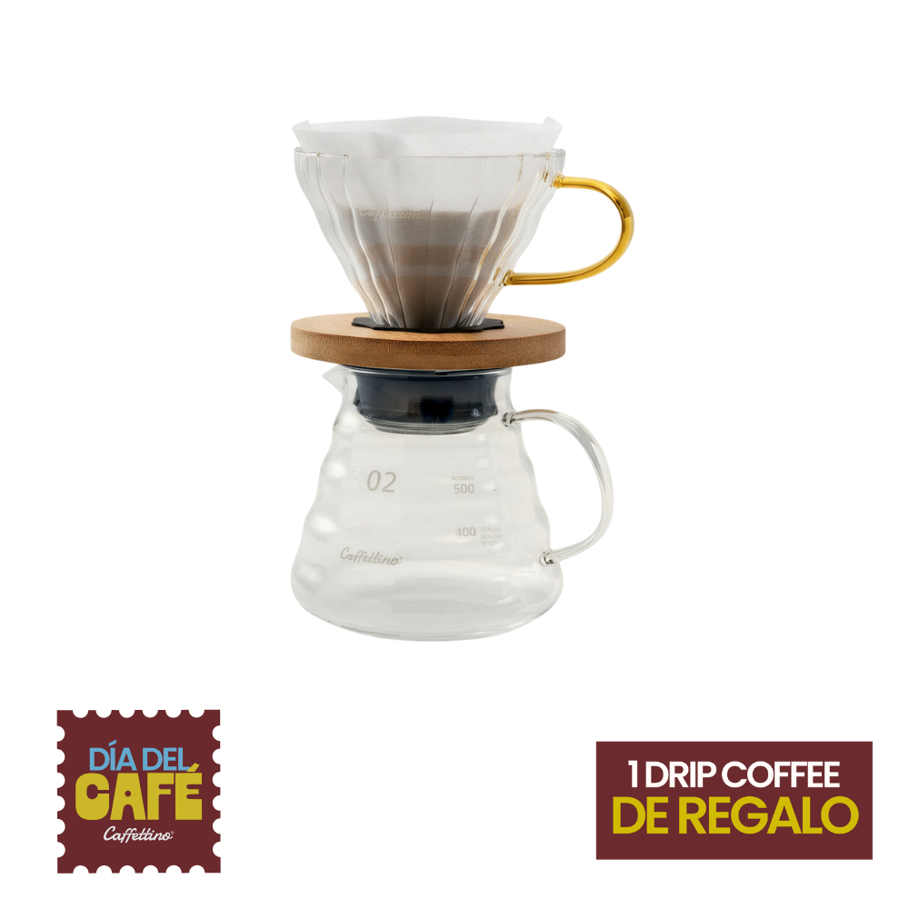 Kit Cafetera de filtro v60 vidrio 600cc Caffettino