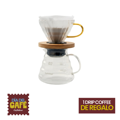 Kit Cafetera de filtro v60 vidrio 600cc Caffettino