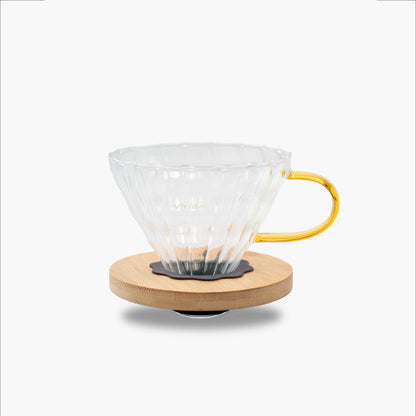 Dripper para V60 de vidrio con soporte de madera Caffettino