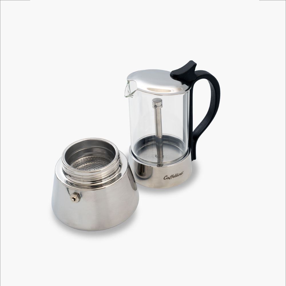 Cafetera Italiana de vidrio Caffettino 6 pocillos